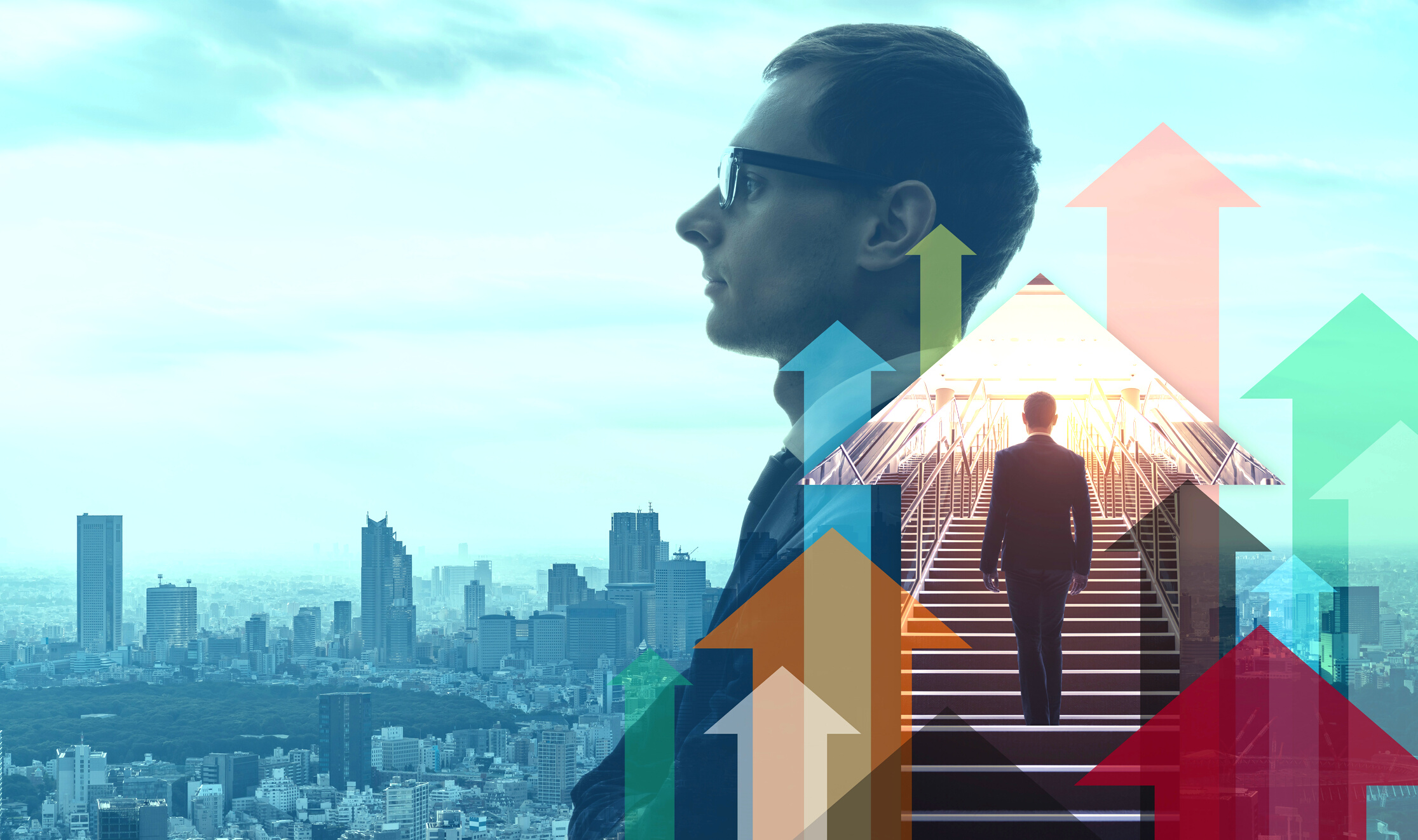 Growth of business concept. Challenge of business. Business person.